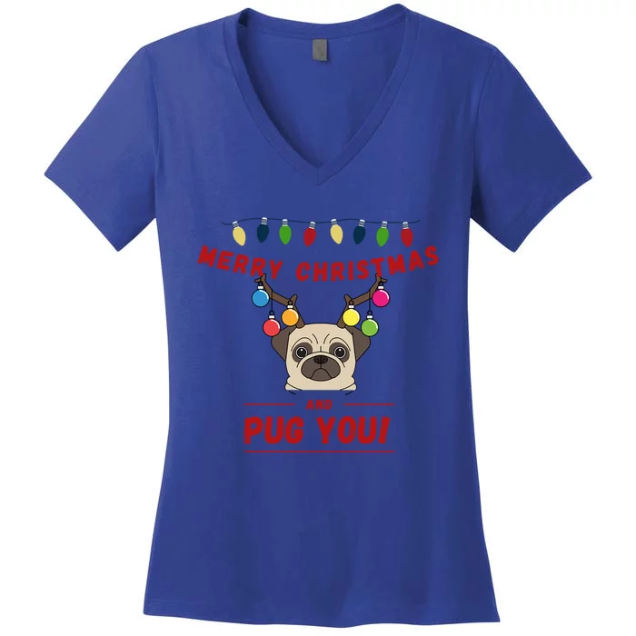 Christmas Pug Gift Women's V-Neck T-Shirt