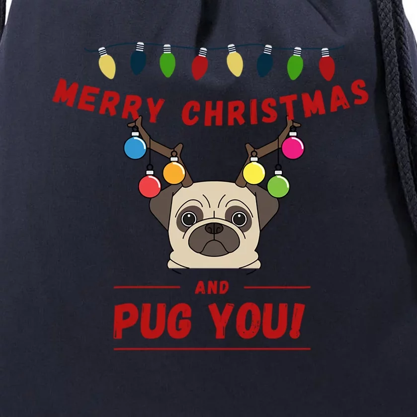 Christmas Pug Gift Drawstring Bag