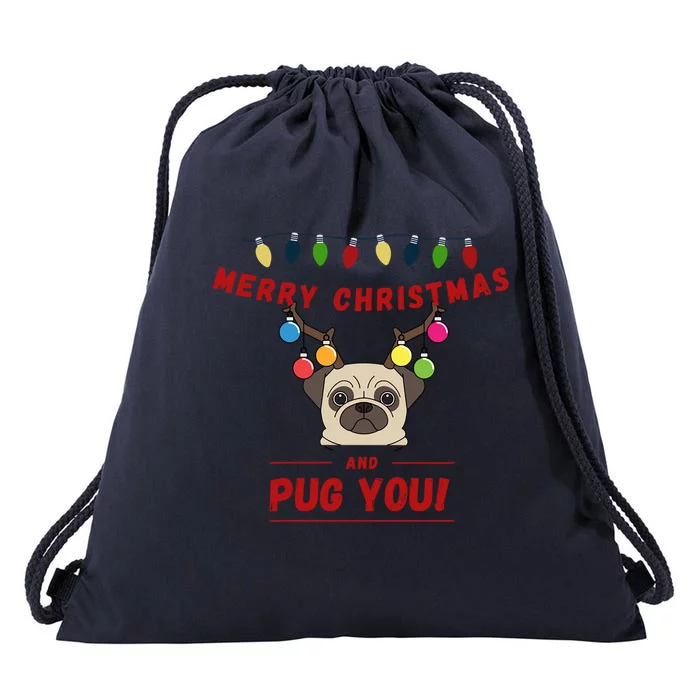 Christmas Pug Gift Drawstring Bag