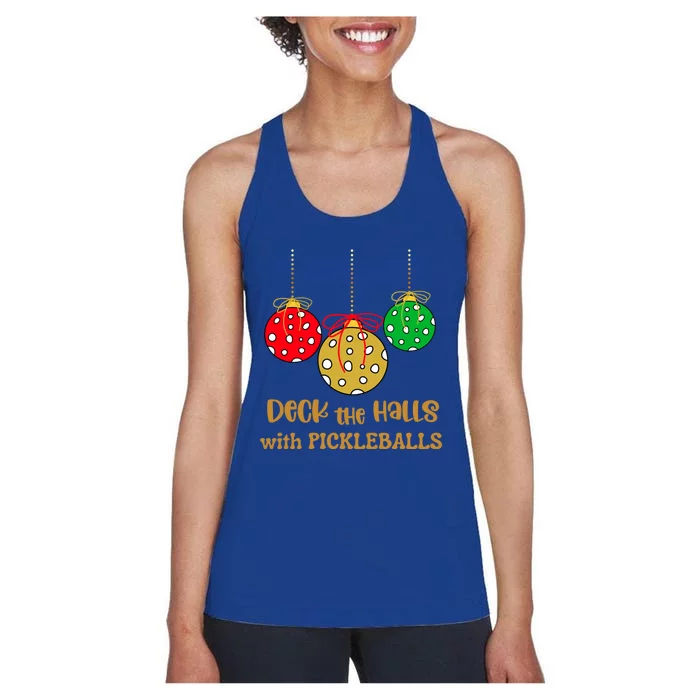 Christmas Pickleball Gift Deck The Halls With Pickleballs Gift Women's Racerback Tank