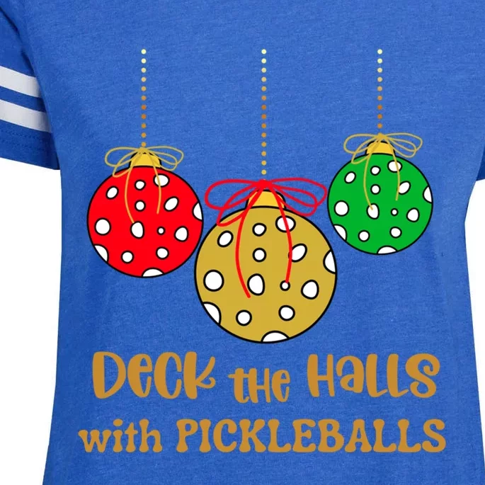 Christmas Pickleball Gift Deck The Halls With Pickleballs Gift Enza Ladies Jersey Football T-Shirt