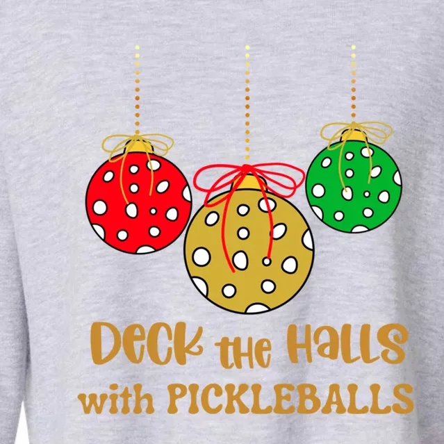 Christmas Pickleball Gift Deck The Halls With Pickleballs Gift Cropped Pullover Crew