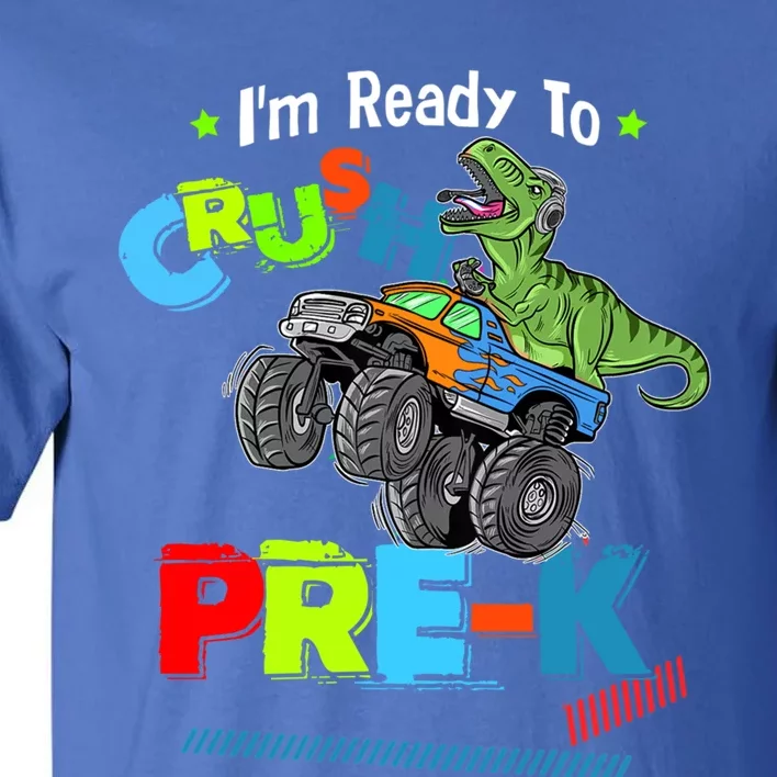 Crush Precool Giftk Dino T Rex Monster Truck Back To School Boys Funny Gift Tall T-Shirt