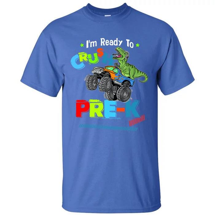 Crush Precool Giftk Dino T Rex Monster Truck Back To School Boys Funny Gift Tall T-Shirt