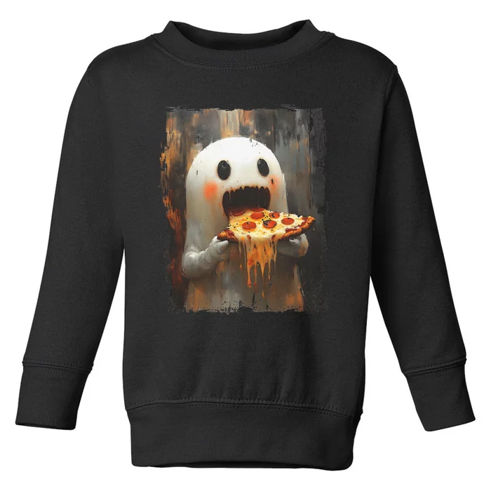 Cute Pizza Ghost Eating Pizza Funny Halloween Food Lovers Gift Toddler Sweatshirt