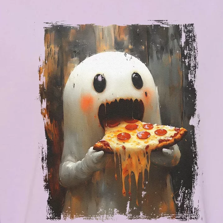 Cute Pizza Ghost Eating Pizza Funny Halloween Food Lovers Gift Garment-Dyed Sweatshirt