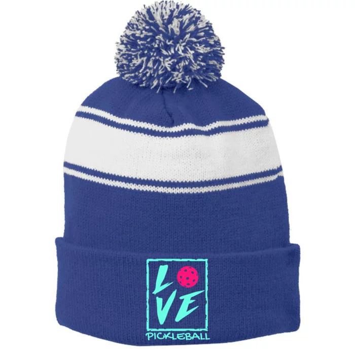 Cute Pickleball Gift Love Pickleball Gift Stripe Pom Pom Beanie