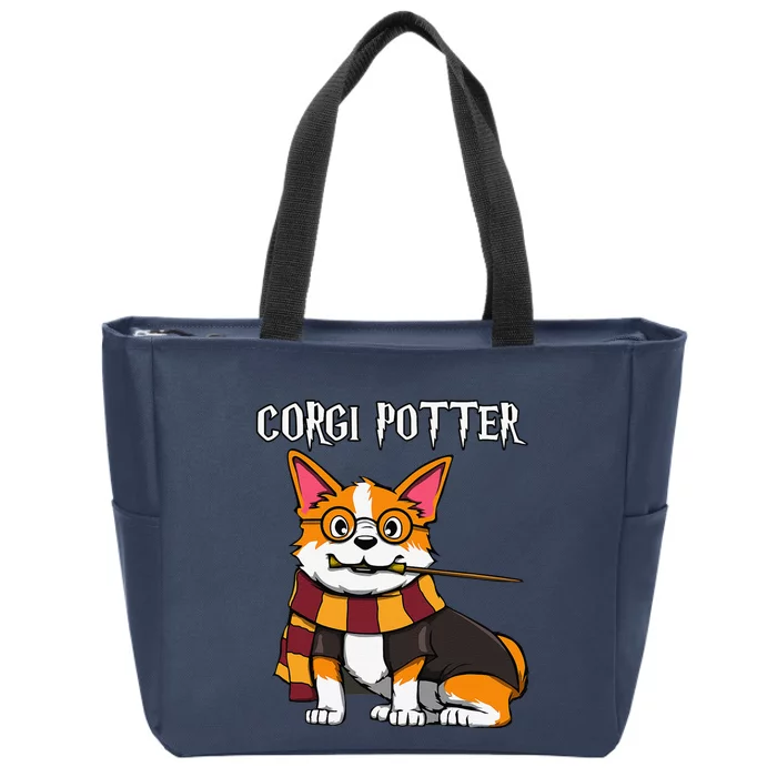 Corgi Potter Gift For Corgi Lovers Funny Pawter Dog Zip Tote Bag