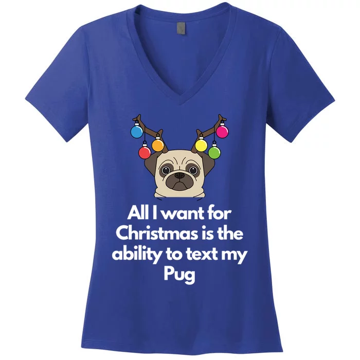 Christmas Pug Gift Women's V-Neck T-Shirt