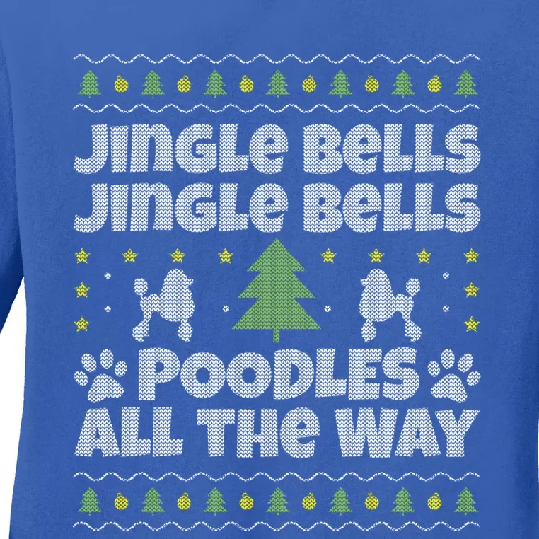 Christmas Poodle Gift Ladies Long Sleeve Shirt