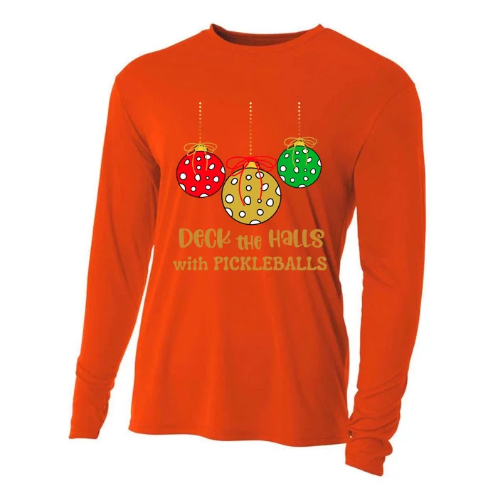 Christmas Pickleball Gift Deck The Halls With Pickleballs Gift Cooling Performance Long Sleeve Crew