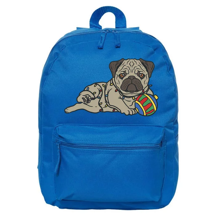 Christmas Pug Gift Dog Lover Owner Xmas Ornat Gift 16 in Basic Backpack