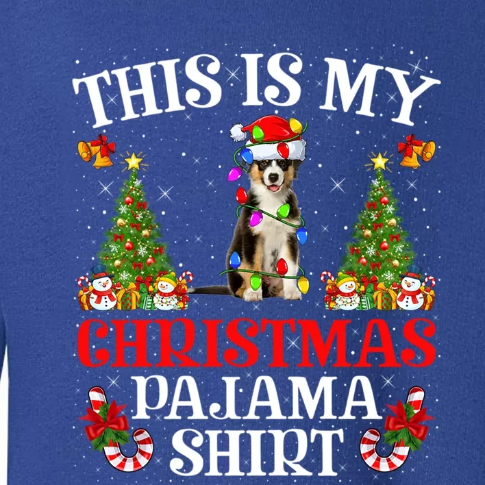 Christmas Pajama Gift Lighting Australian Shepherd Dog Xmas Gift Toddler Sweatshirt