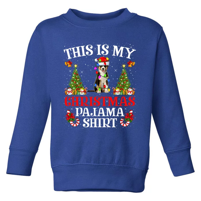 Christmas Pajama Gift Lighting Australian Shepherd Dog Xmas Gift Toddler Sweatshirt