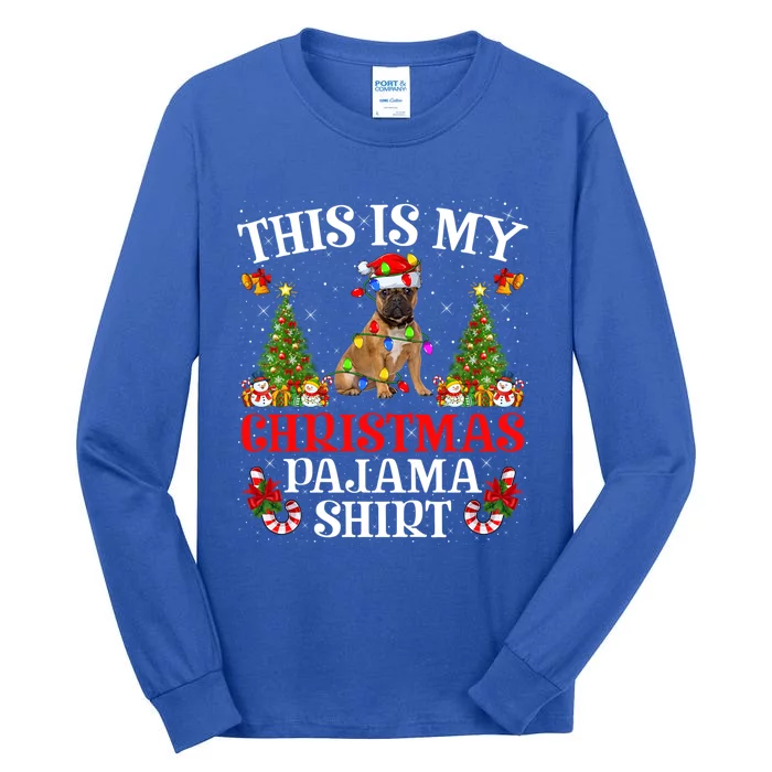 Christmas Pajama Gift Lighting Santa French Bulldog Xmas Gift Tall Long Sleeve T-Shirt