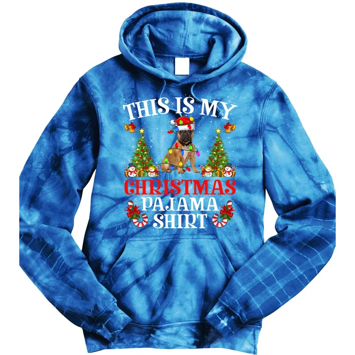 Christmas Pajama Gift Lighting Santa French Bulldog Xmas Gift Tie Dye Hoodie