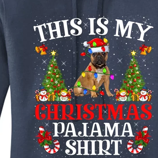 Christmas Pajama Gift Lighting Santa French Bulldog Xmas Gift Women's Pullover Hoodie