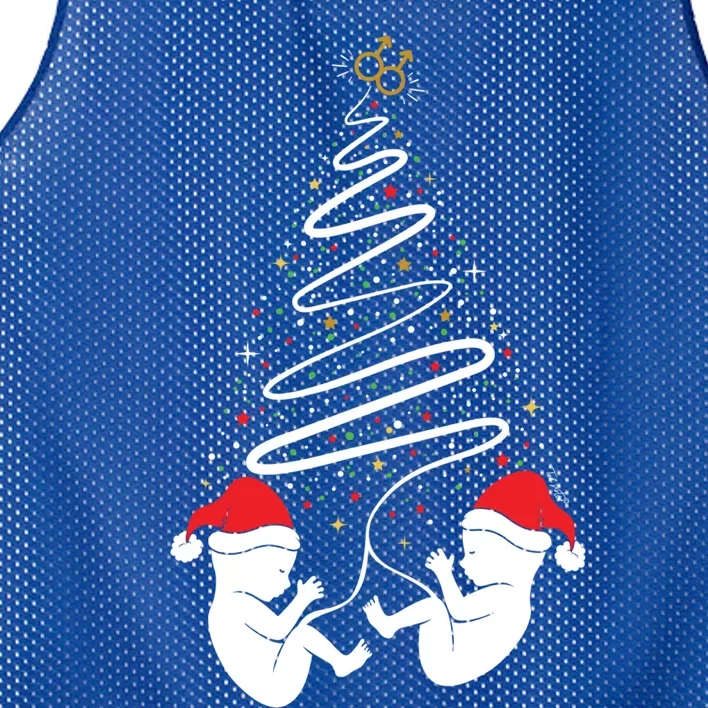 Christmas Pregnancy Gift Expecting Twin Xmas Tree Gift Mesh Reversible Basketball Jersey Tank