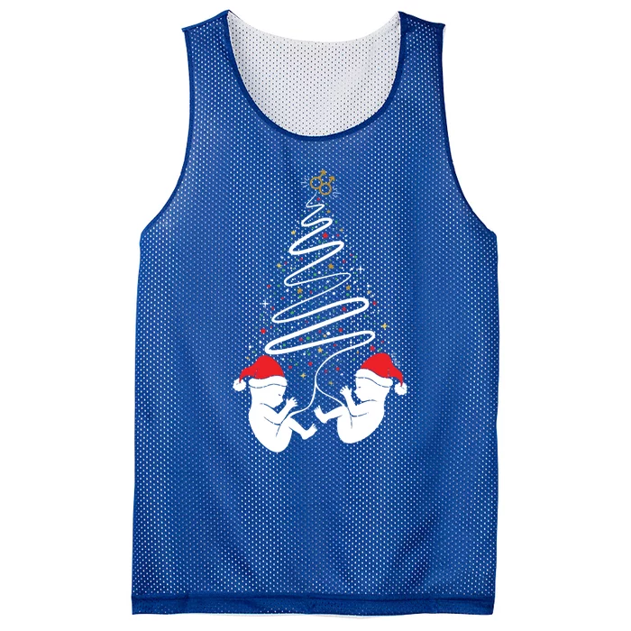 Christmas Pregnancy Gift Expecting Twin Xmas Tree Gift Mesh Reversible Basketball Jersey Tank