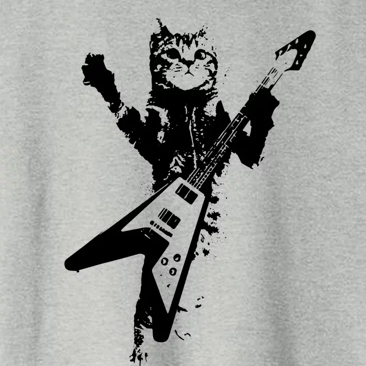 Cat Playing Guitar Musician Cat Lover Great Women's Crop Top Tee