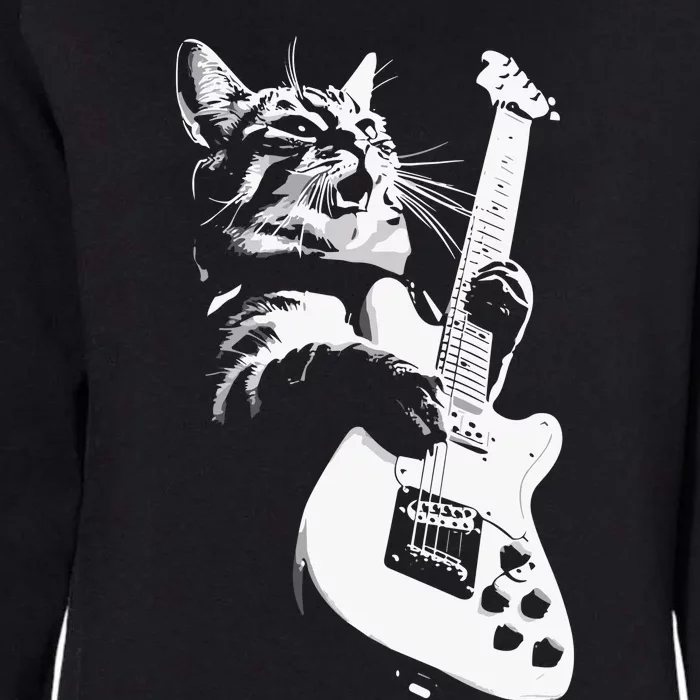 Cat Playing Guitar Womens California Wash Sweatshirt