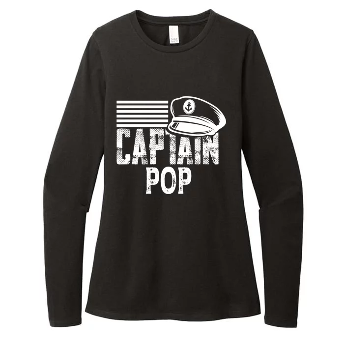 Captain Pop Gift Sailing Captain Hat Boat Owner Boating Gift Womens CVC Long Sleeve Shirt