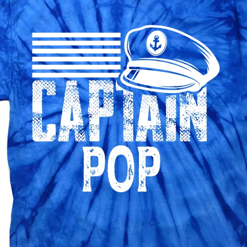 Captain Pop Gift Sailing Captain Hat Boat Owner Boating Gift Tie-Dye T-Shirt