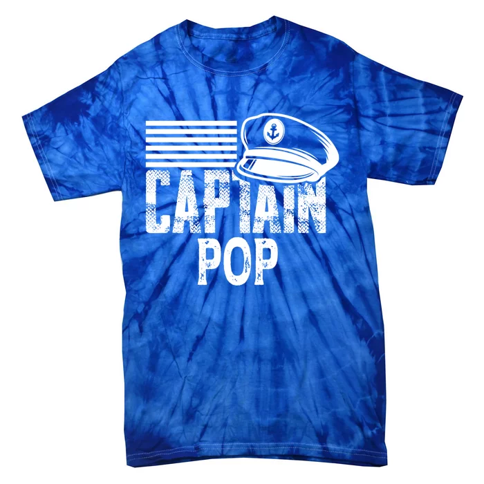 Captain Pop Gift Sailing Captain Hat Boat Owner Boating Gift Tie-Dye T-Shirt