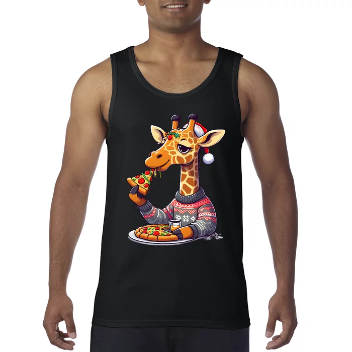 Christmas Pizza Giraffe Tank Top