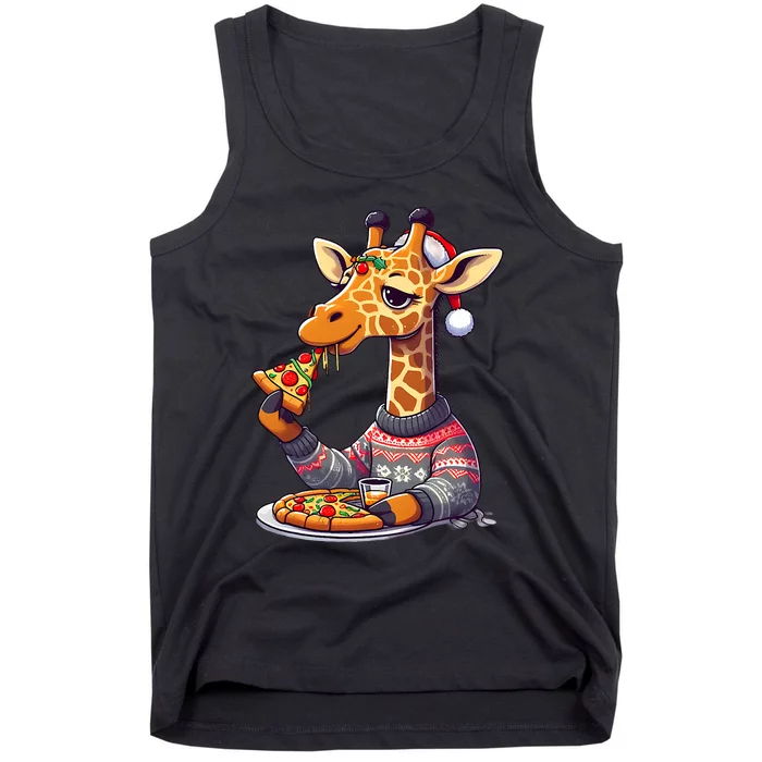 Christmas Pizza Giraffe Tank Top