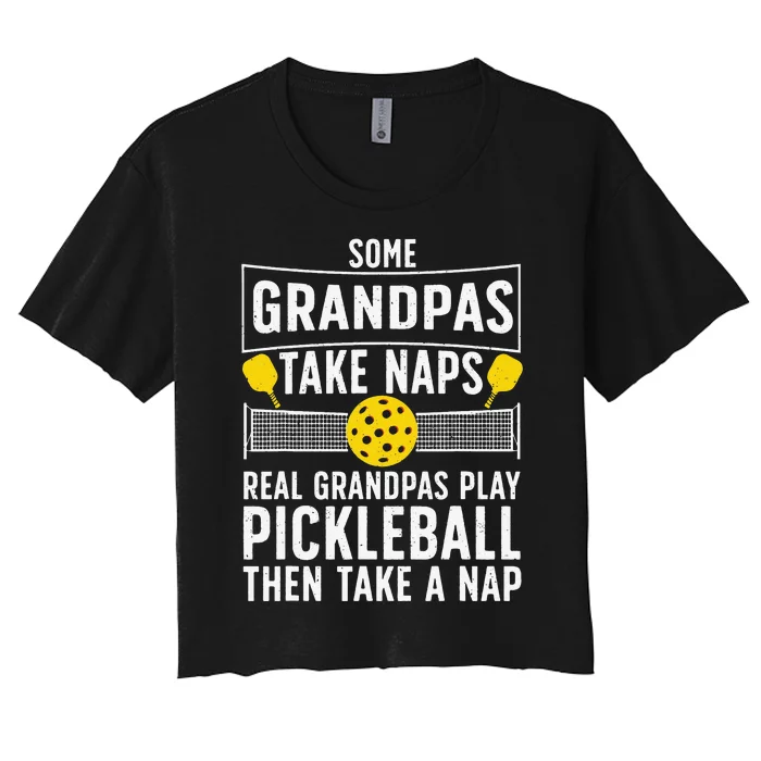 Cool Pickleball Grandpa Paddle Sport Pickleball Player Women's Crop Top Tee