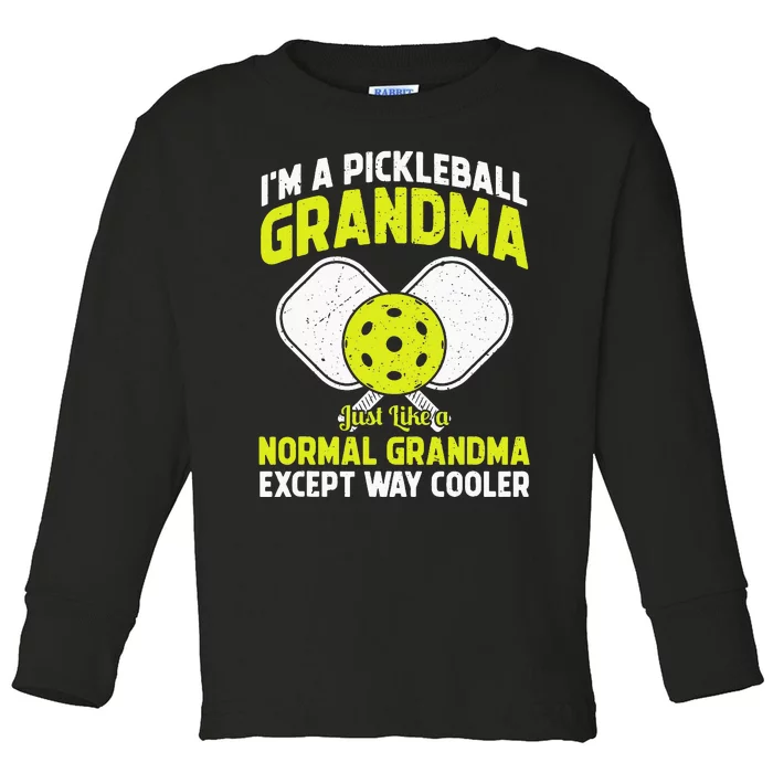 Cool Pickleball Grandma Art For Mom Pickleball Player Toddler Long Sleeve Shirt