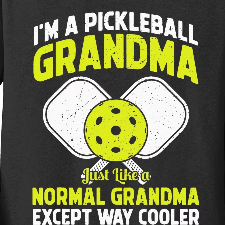 Cool Pickleball Grandma Art For Mom Pickleball Player Kids Long Sleeve Shirt