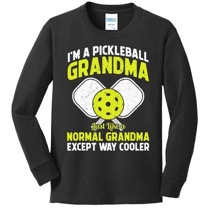 Cool Pickleball Grandma Art For Mom Pickleball Player Kids Long Sleeve Shirt