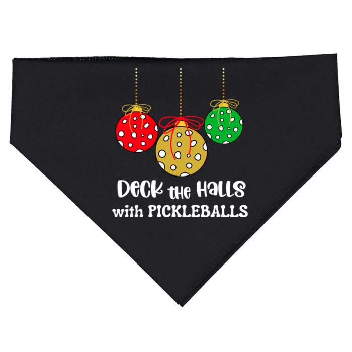 Christmas Pickleball Gift Deck The Halls With Pickleballs Gift USA-Made Doggie Bandana