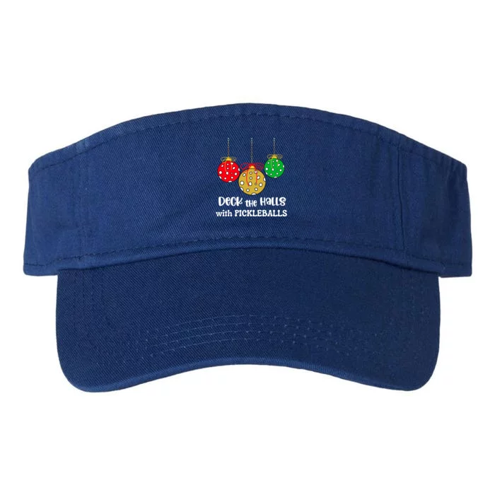 Christmas Pickleball Gift Deck The Halls With Pickleballs Gift Valucap Bio-Washed Visor