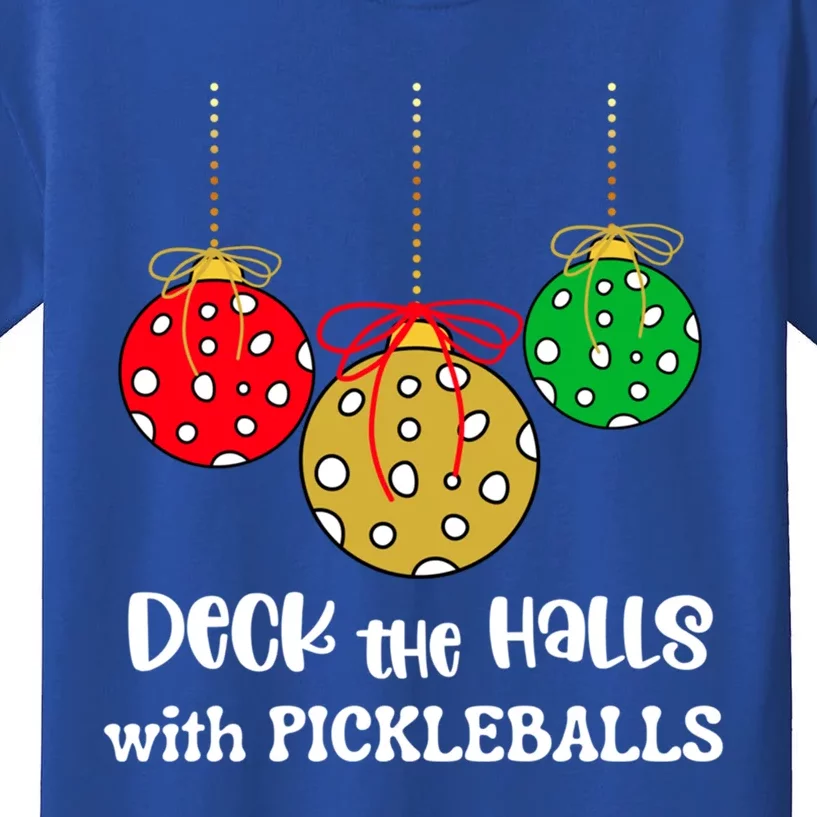 Christmas Pickleball Gift Deck The Halls With Pickleballs Gift Kids T-Shirt