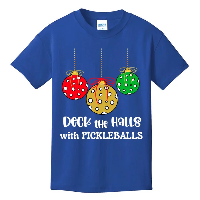 Christmas Pickleball Gift Deck The Halls With Pickleballs Gift Kids T-Shirt