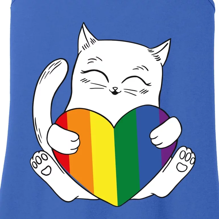 Cat Pride Gay Lgbt Cats Rainbow Purride Ally Pride Cat Gift Ladies Essential Tank