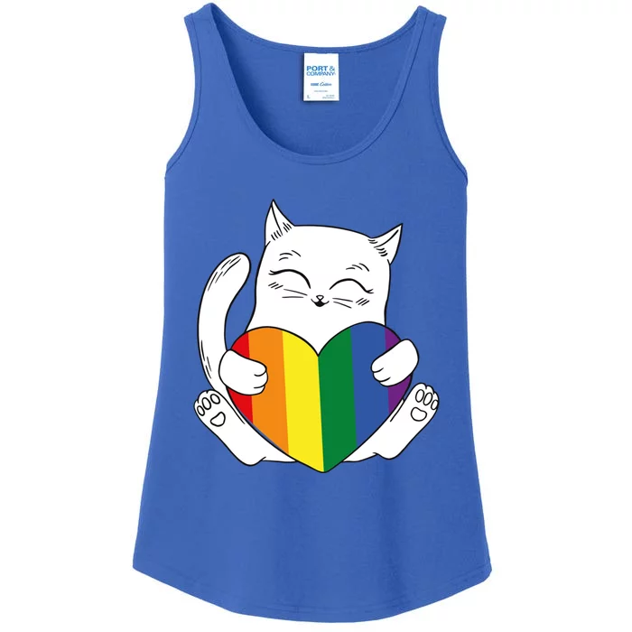 Cat Pride Gay Lgbt Cats Rainbow Purride Ally Pride Cat Gift Ladies Essential Tank