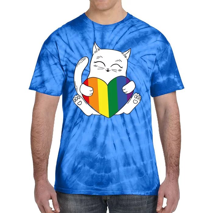 Cat Pride Gay Lgbt Cats Rainbow Purride Ally Pride Cat Gift Tie-Dye T-Shirt