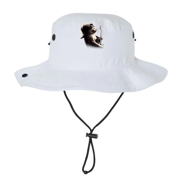 Cat Playing Guitar Funny Rock Music Guitar Cat Legacy Cool Fit Booney Bucket Hat