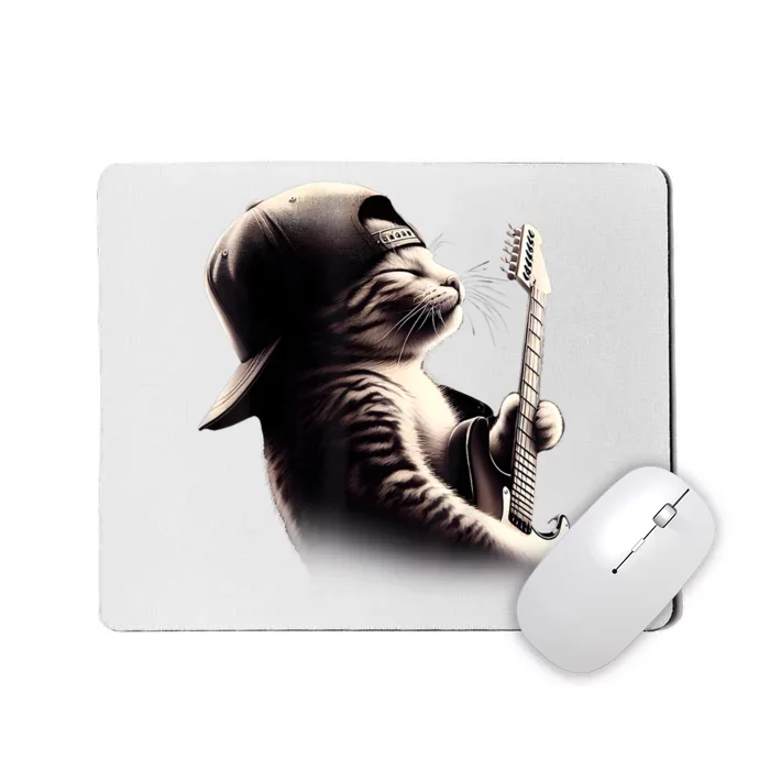 Cat Playing Guitar Funny Rock Music Guitar Cat Mousepad