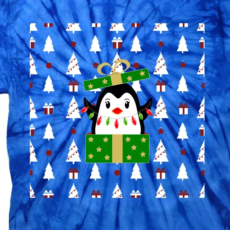 Christmas Penguin Gift Tie-Dye T-Shirt