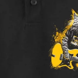 Cat Playing Guitar Kitten Plays Guitarist Rockstar Dry Zone Grid Performance Polo