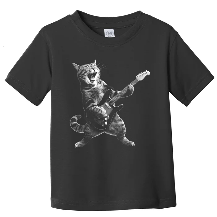 Cat Playing Guitar Rock And Roll Rock Star Toddler T-Shirt