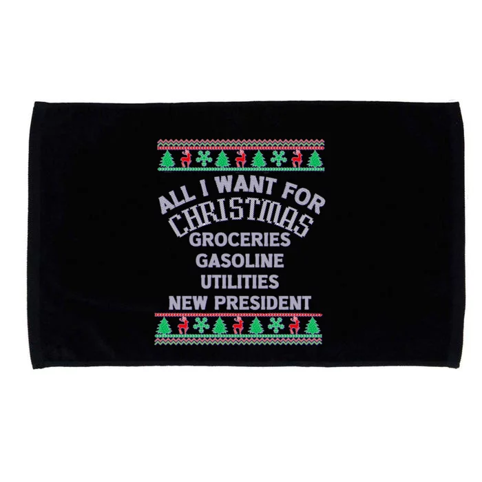 Christmas Political Humor Xmas Saying Pro Trump Anti Biden Gift Microfiber Hand Towel