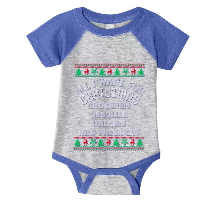 Christmas Political Humor Xmas Saying Pro Trump Anti Biden Gift Infant Baby Jersey Bodysuit