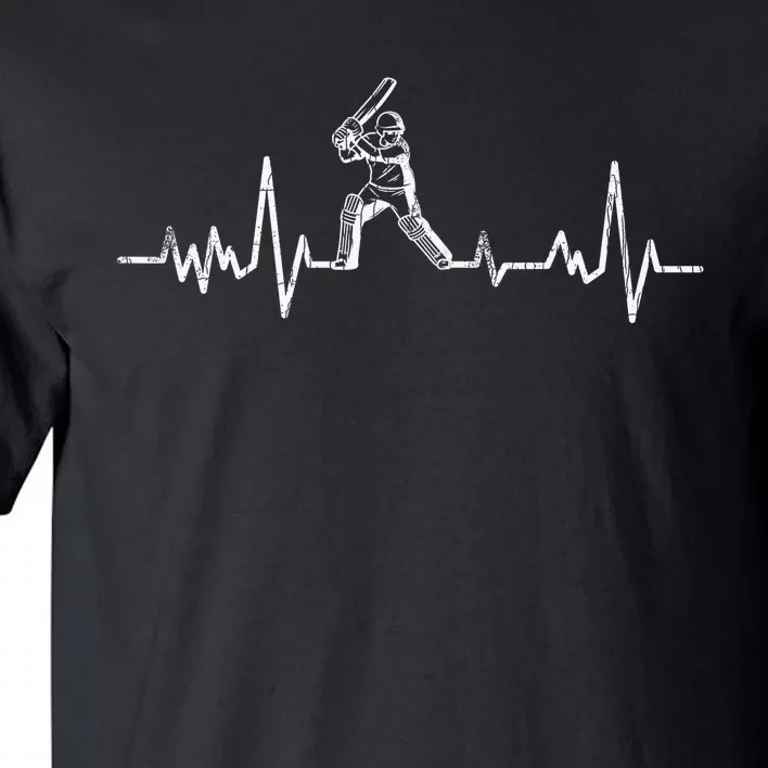 Cricket Player Heartbeat Gift EKG Cricket Fans Lover Funny Tall T-Shirt