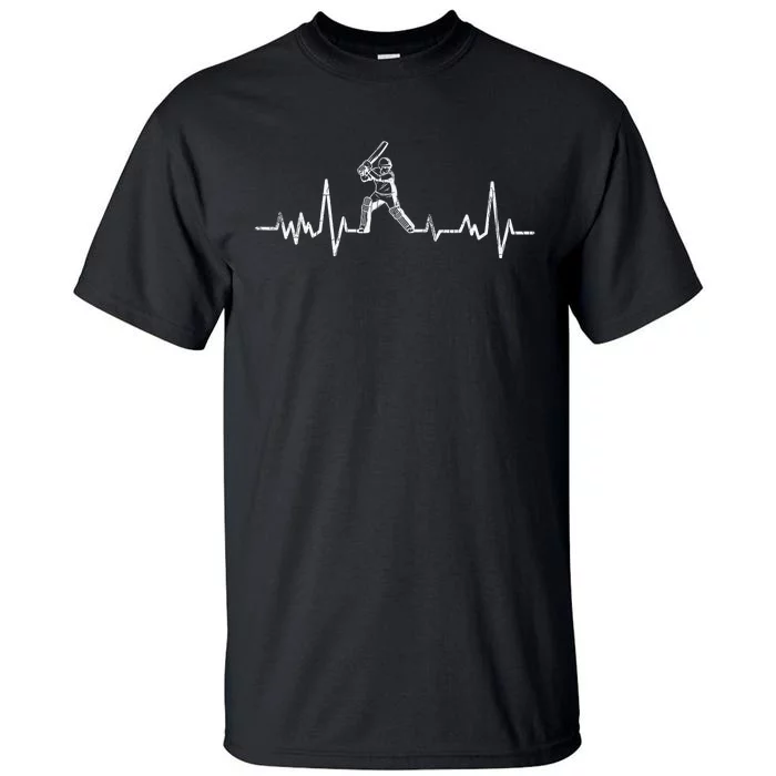 Cricket Player Heartbeat Gift EKG Cricket Fans Lover Funny Tall T-Shirt